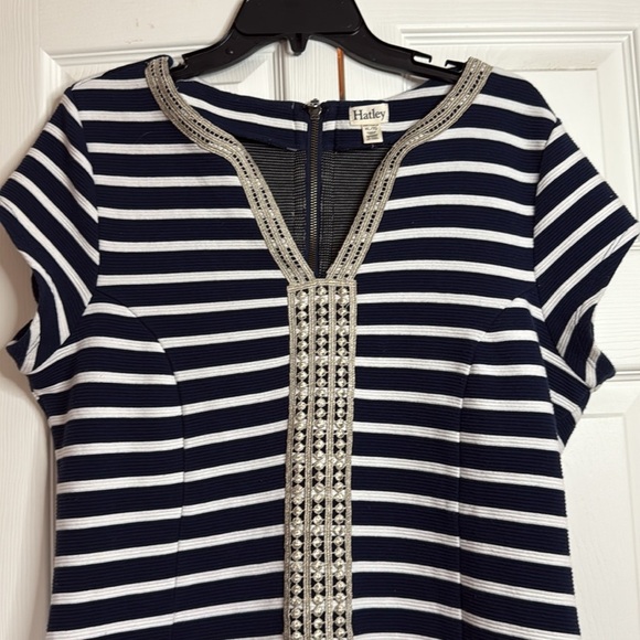 HatleyNavy and White Striped Dress with Decorative Trim Size XL - Picture 2 of 11